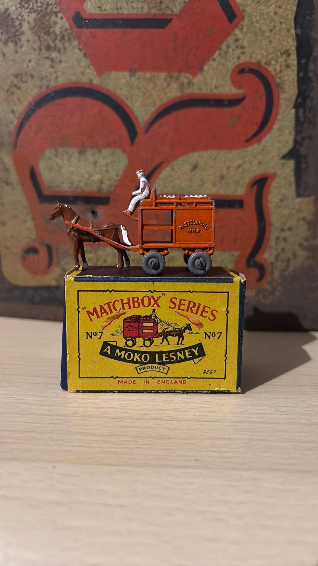 Matchbox Lesney No. 7 Horse-Drawn Milk Float originele doos, Ophalen of Verzenden, Lesney