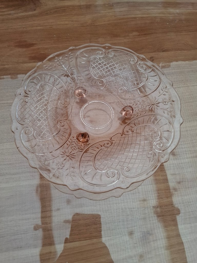 Plat de service en verre rosaline rose clair, Enlèvement