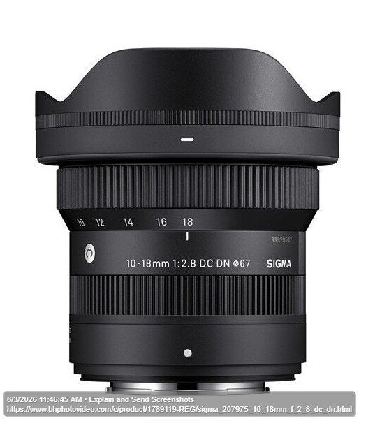 Fujifilm X contemporain Sigma 10-18 mm f/2,8 DC DN, Neuf, Sigma, 1018 mm, Zoom