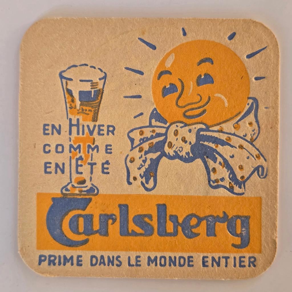 Carlsberg sous-bock bierviltje bierdeckel coaster 1, Envoi, Utilisé, Sous-bock