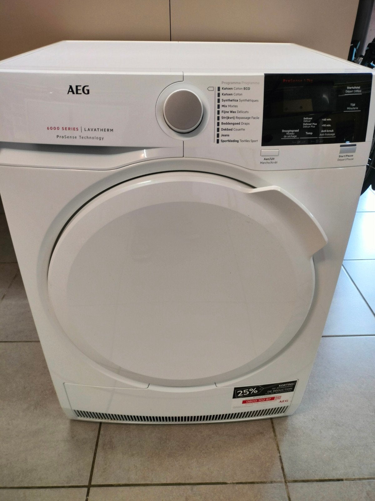 AEG droogkast 6000series, Elektronische apparatuur, 6 tot 8 kg, Ophalen, Gebruikt, Condens