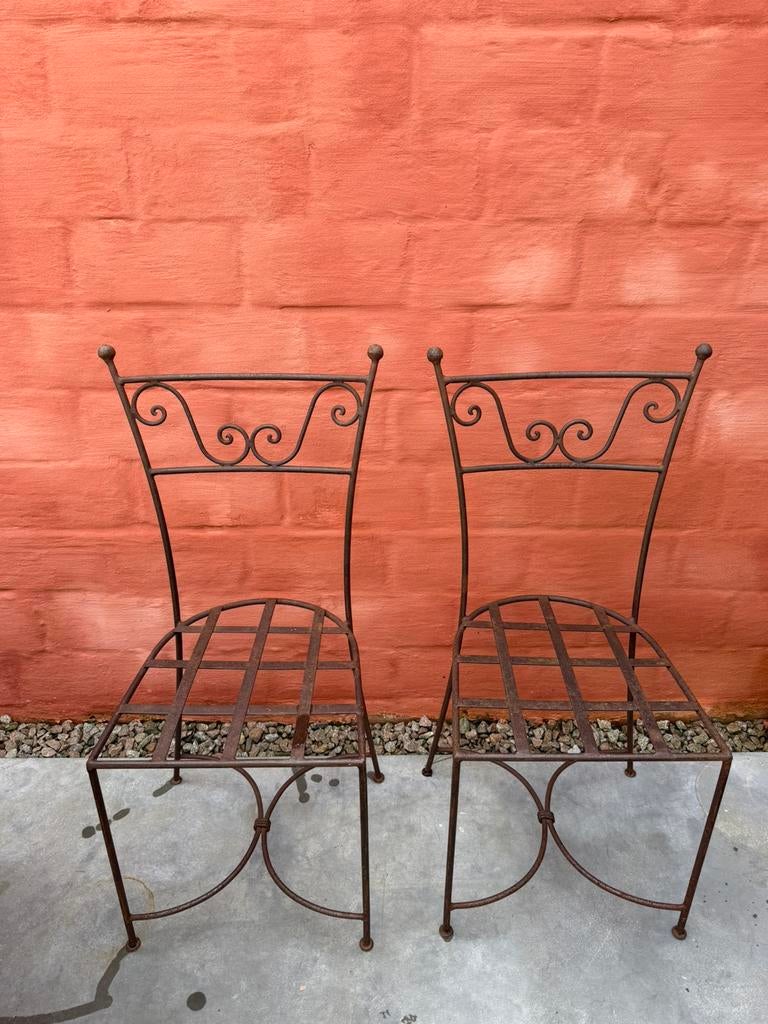 Authentieke smeedijzeren stoelen, Ophalen, Gebruikt