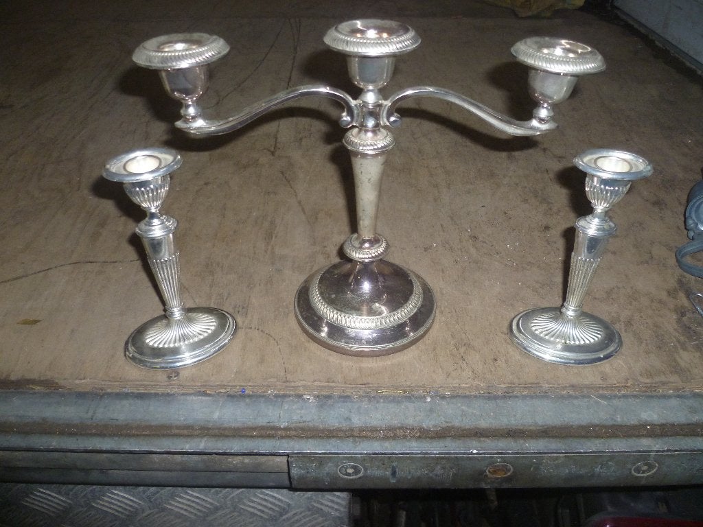 3 VERZIVERDE KANDELAARS, Antiek en Kunst, Ophalen
