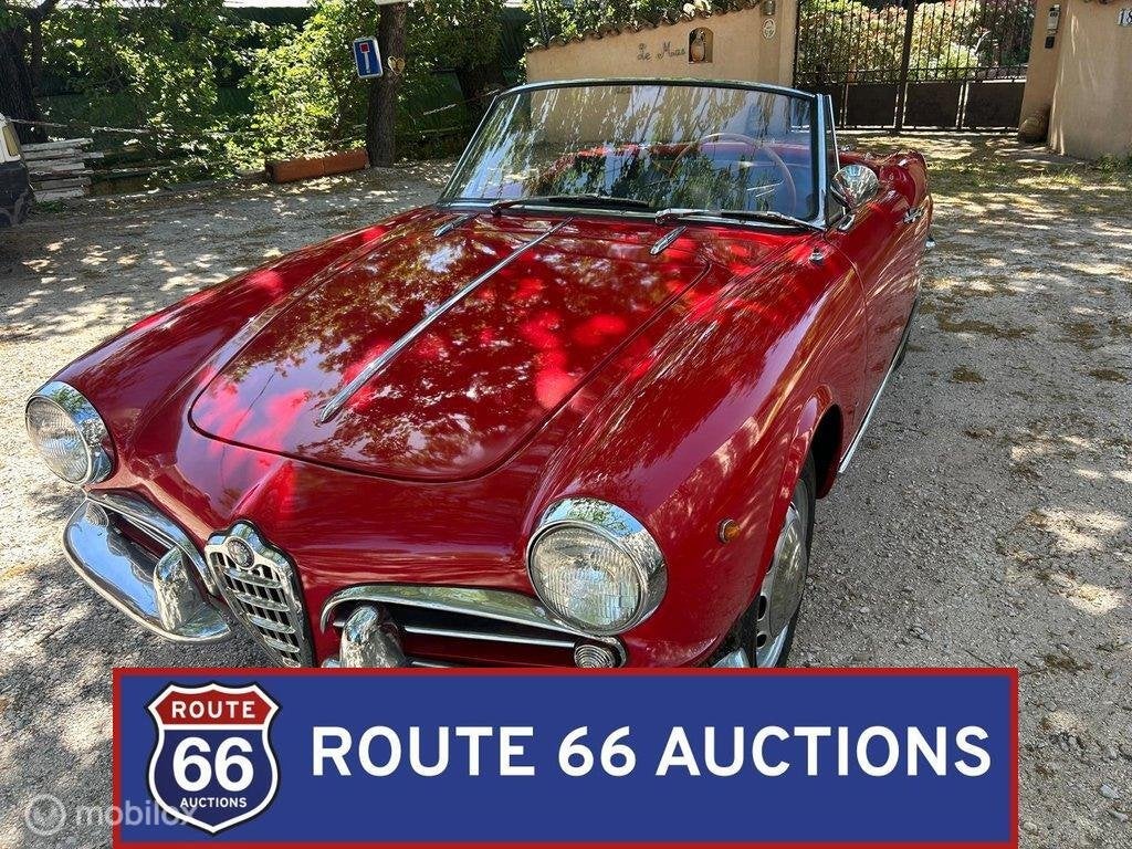 Alfa Romeo Giulietta Spider | 1959 | Route 66 Auctions, Auto's, Zwart, Bedrijf, Handgeschakeld, Overige carrosserie