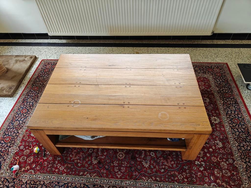 Robuuste Massief Eiken Salontafel – Landelijke Stijl, Huis en Inrichting, Ophalen