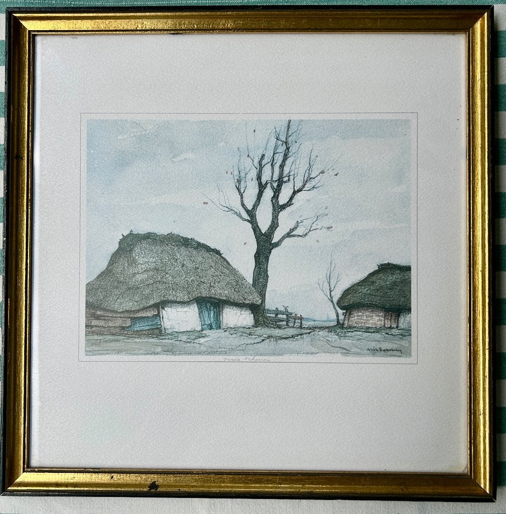 etsen & aquarellen, Antiek en Kunst, Kunst | Etsen en Gravures, Ophalen, Overige technieken, 32 cm, Landschap