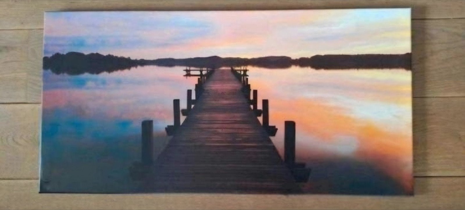 CANVAS zicht op meer bij zonsopgang 80 x 40 cm ZGAN, Ophalen