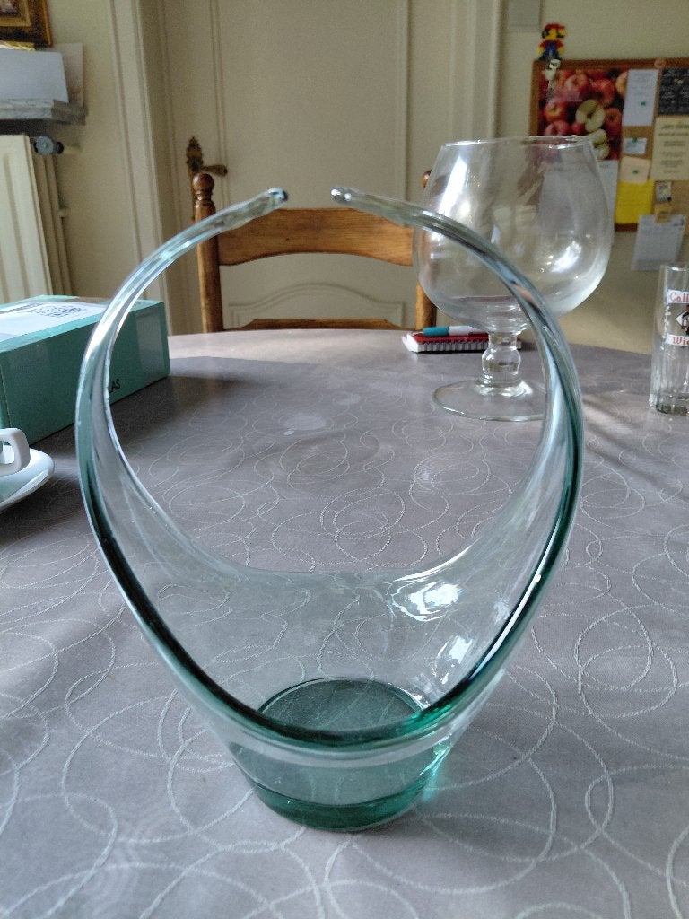 Corbeille vintage en verre soufflé au design organique, Antiquités & Art, Enlèvement ou Envoi