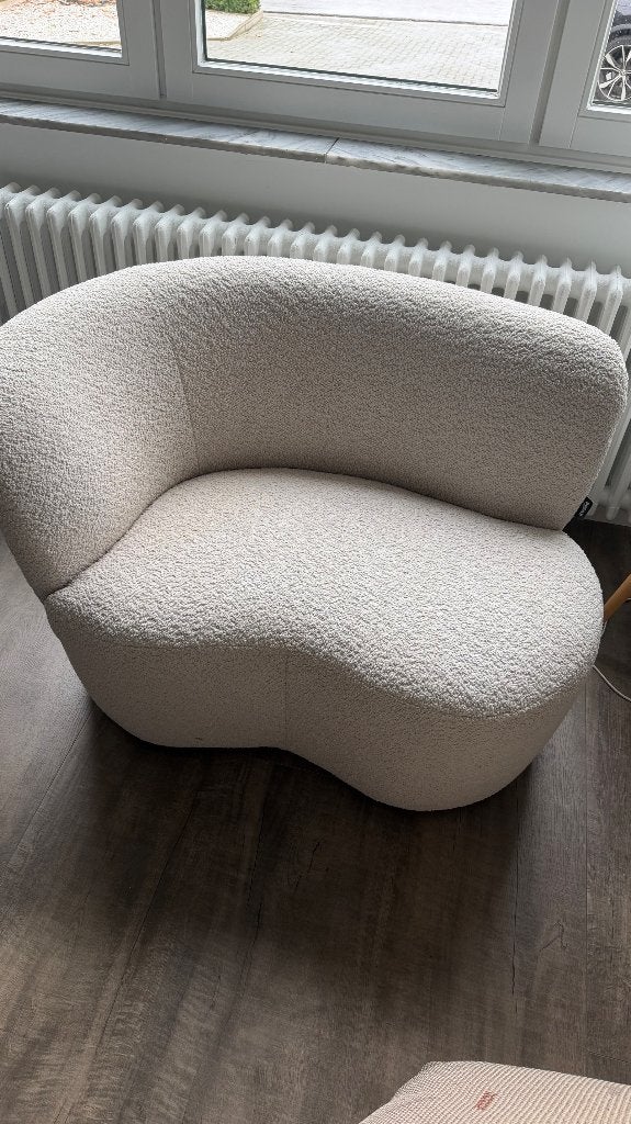 WOOOD bouclé loveseat / 1,5-zits bankje – crème, Enlèvement, Comme neuf, Tissus, Bouclé loveseat