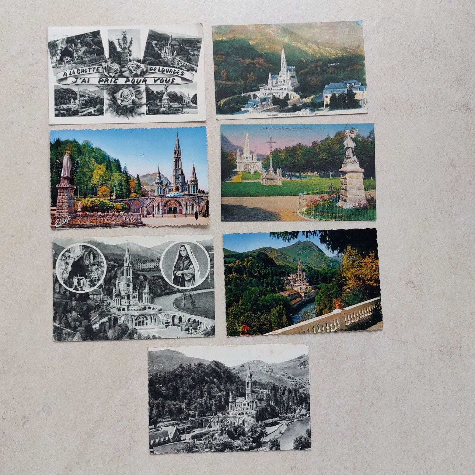 lot van 7 oude postkaarten van Lourdes, Ophalen of Verzenden