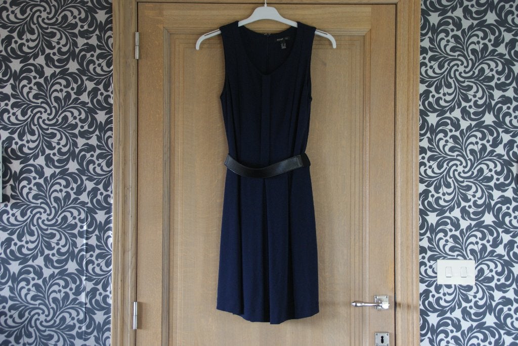 Blauwe Jurk in stof Mango + Riem maat Small = Nieuw, Kleding | Dames, Ophalen of Verzenden, Nieuw, Maat 36 (S), Blauw