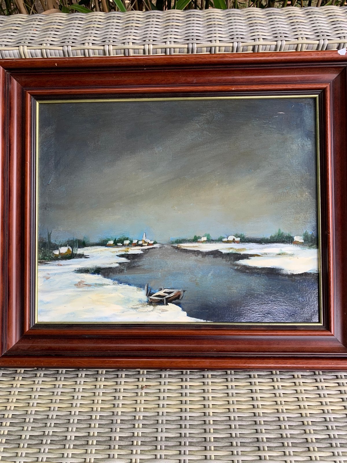 Peinture à l’huile signée 65x55cm tot. (50x40cm), Enlèvement ou Envoi