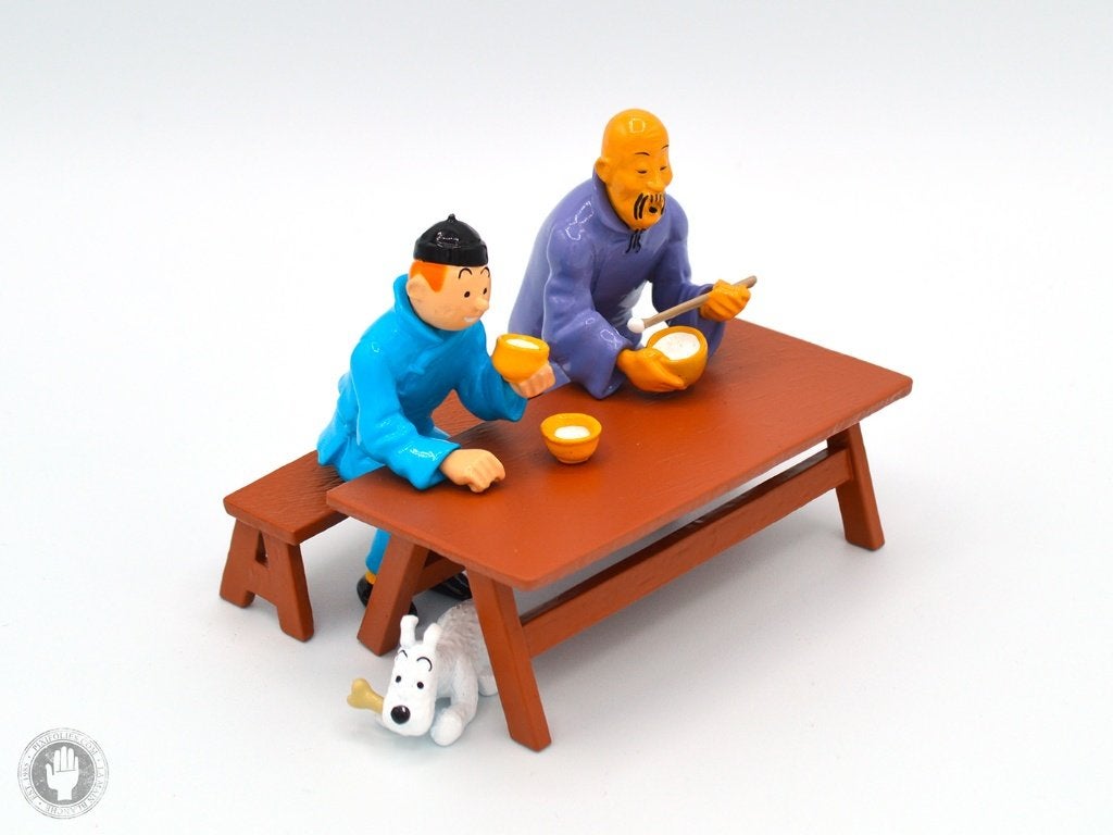 Moulinsart Tintin - Scène du déjeuner - Le Lotus Bleu, Enlèvement ou Envoi, Tintin, Neuf, Statue ou Figurine