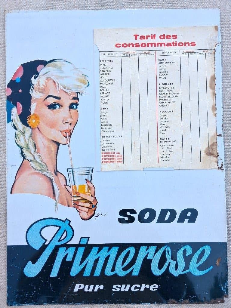Panneau d'affichage vintage en métal PRIMEROSE, Enlèvement ou Envoi, Comme neuf, Panneau publicitaire