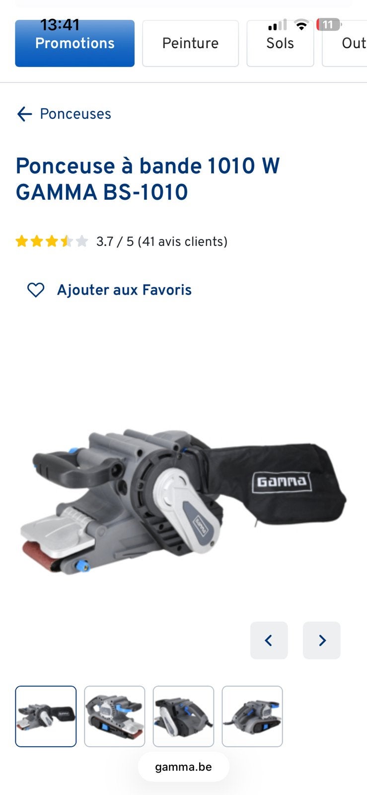Ponceuse à bande 1010 W GAMMA BS-1010 + sac à poussière, Bricolage & Construction, Outillage | Ponceuses, Enlèvement, Comme neuf