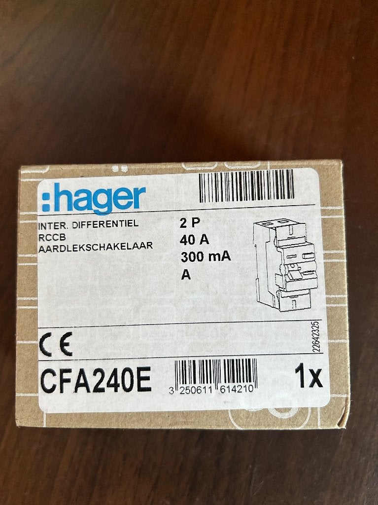 Aardlekschakelaar, Bricolage & Construction, Électricité & Câbles, Enlèvement, Neuf, Hager, Interrupteur différentiel