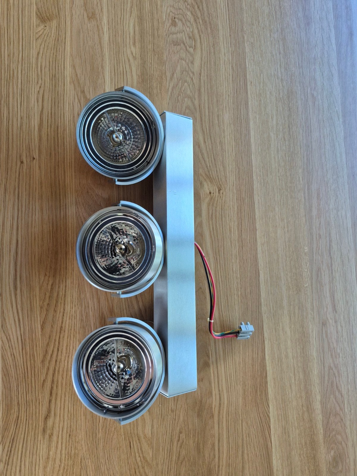 Armatuur met 3 halogeen spots, Huis en Inrichting, Lampen | Spots, Ophalen, Gebruikt, Metaal, Plafondspot of Wandspot