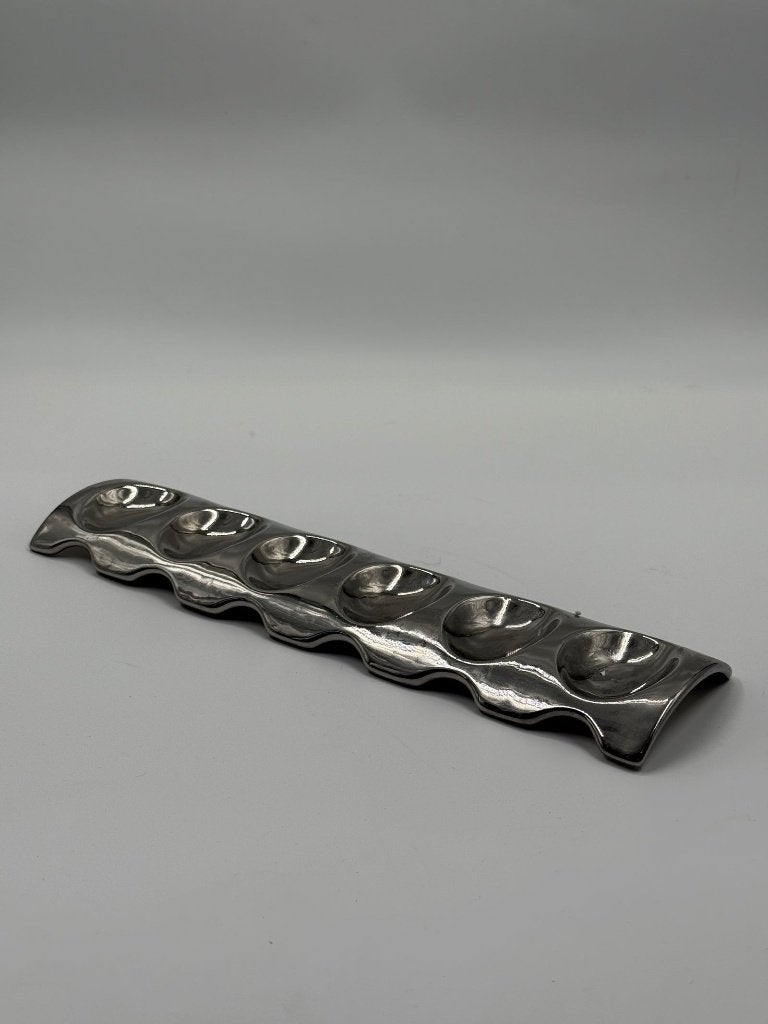 Vintage inox schaal met 6 vakken, golfvorm, Antiek en Kunst, Ophalen of Verzenden