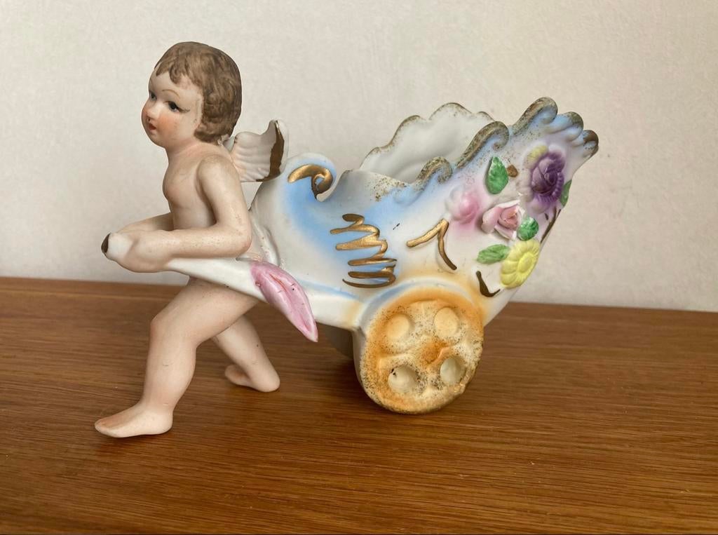 Firma FIGURKA ANIOŁEK WÓZEK 19cm PORCELANA CHERUBIN, Enlèvement