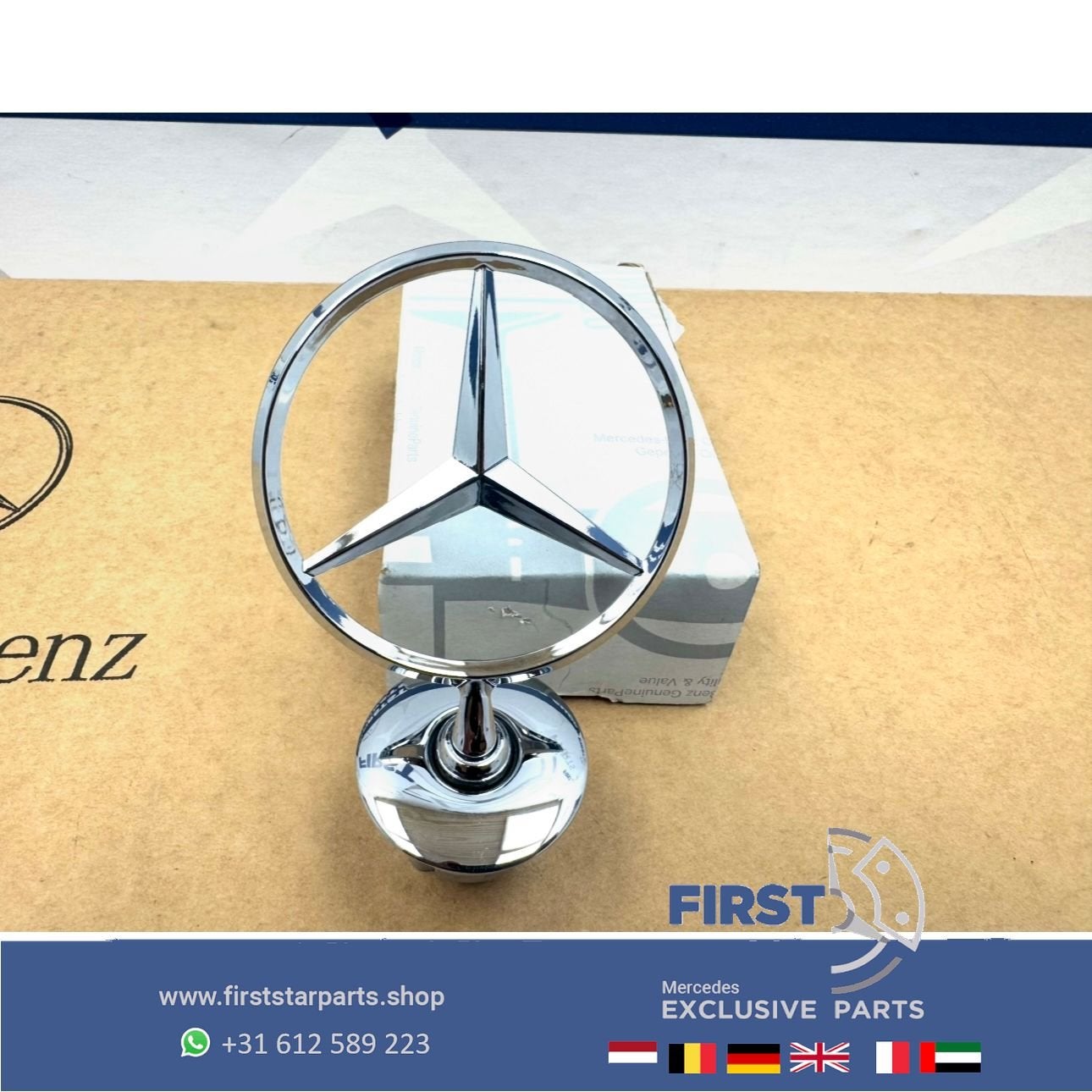 Mercedes STAANDE STER CHROOM motorkap logo embleem METAAL AM