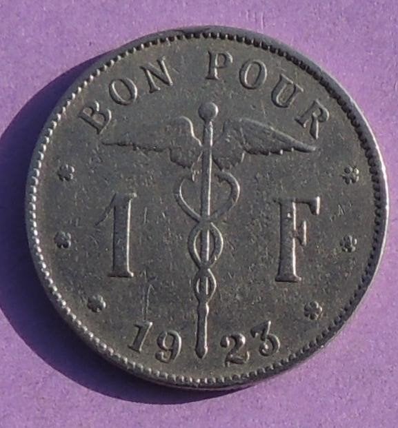1923 Bon pour 1 franc, Timbres & Monnaies, Monnaies | Belgique, Envoi, Métal, Monnaie en vrac