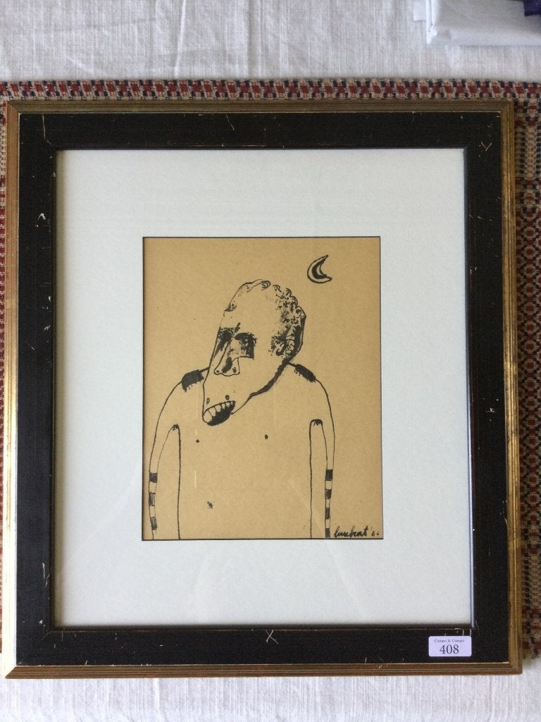 Lucebert  Inkttekening  Gezagsdrager, Verzenden