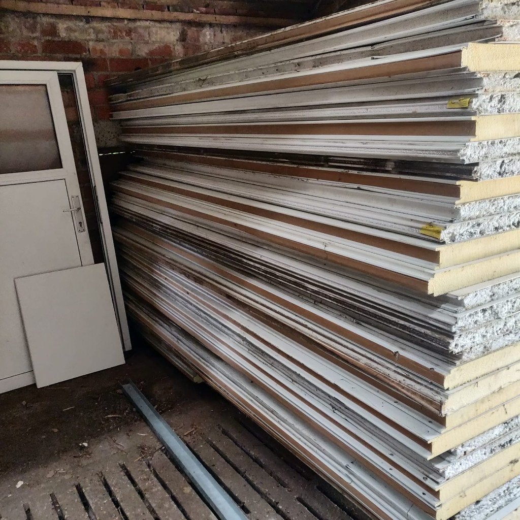 sandwichpanelen wit 5 cm isolatie beide kant metaal, Doe-het-zelf en Bouw, Platen en Panelen, Ophalen, Gebruikt, Overige materialen