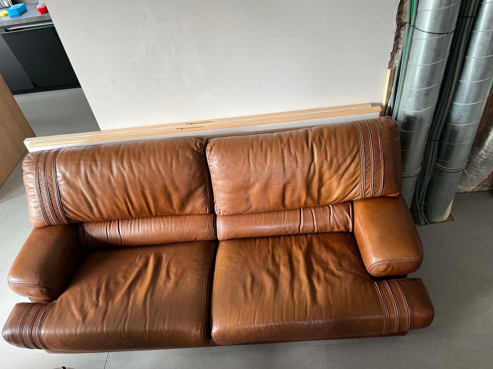 Zetel leder, Huis en Inrichting, Ophalen, Zo goed als nieuw