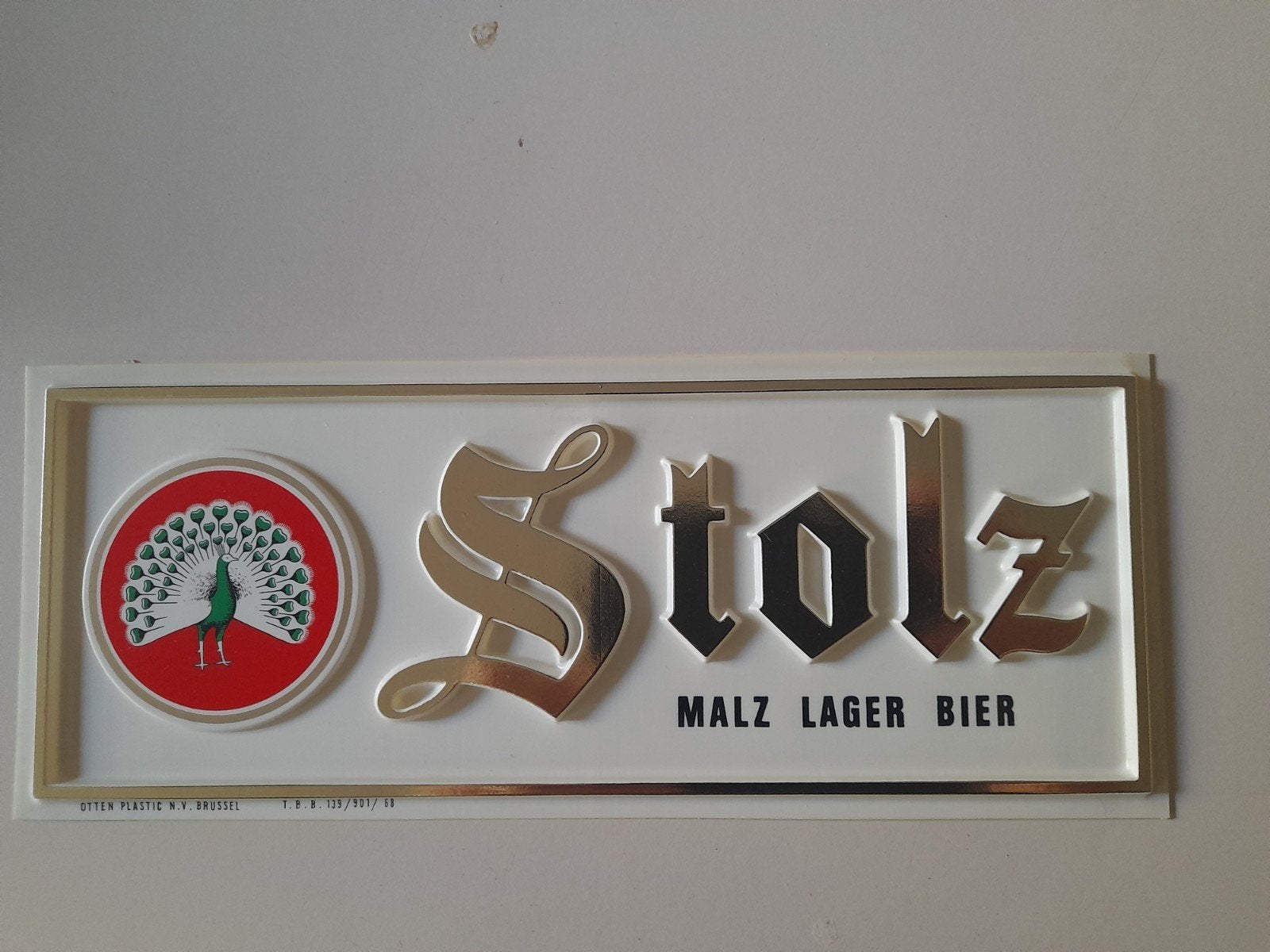 plastieken bordje stolz brouwerij meiresonne, Verzamelen, Ophalen of Verzenden