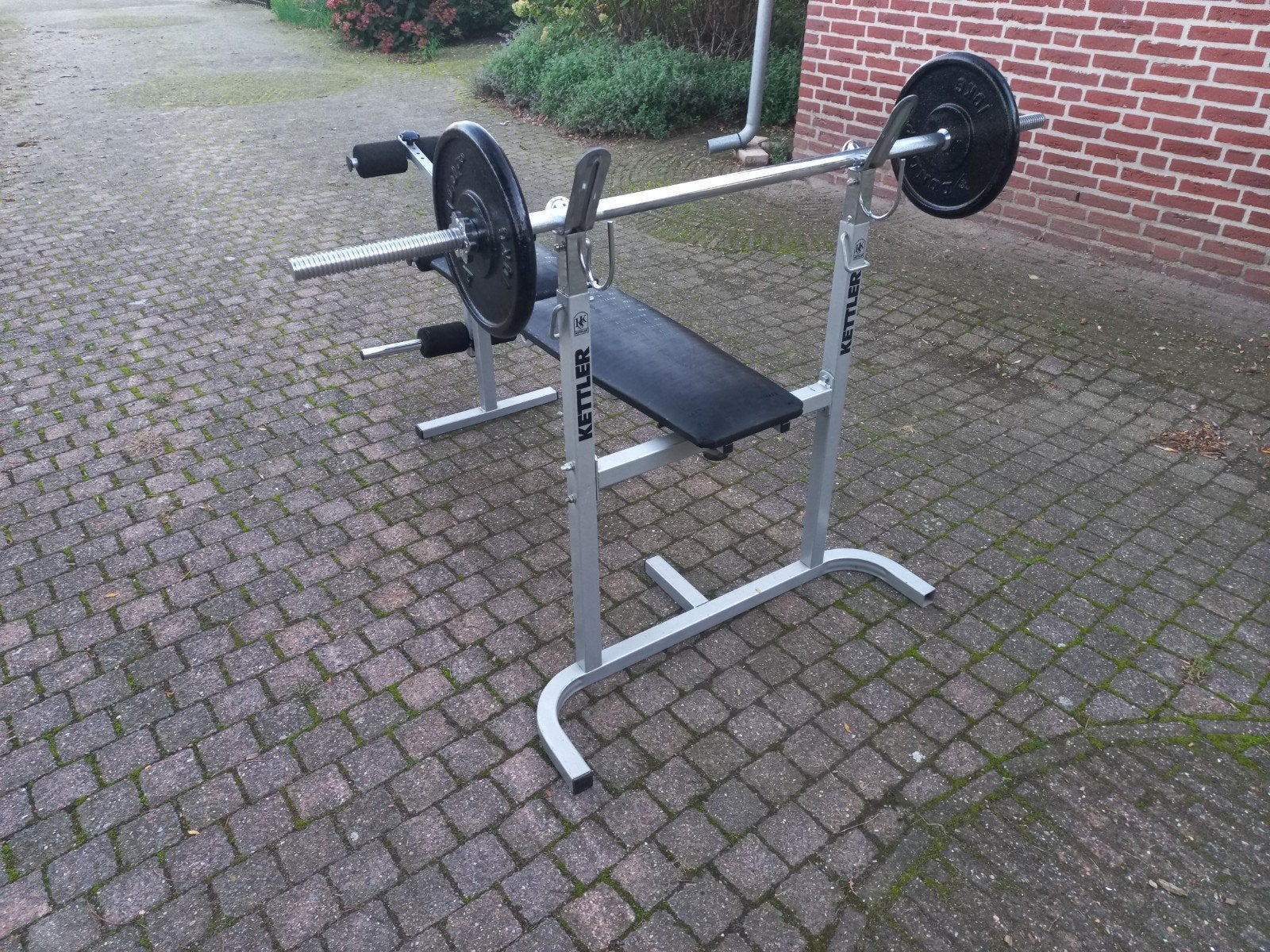 Kettler bench gewichtendrager + gewichten, Ophalen, Gebruikt, Armen, Fitnessbank