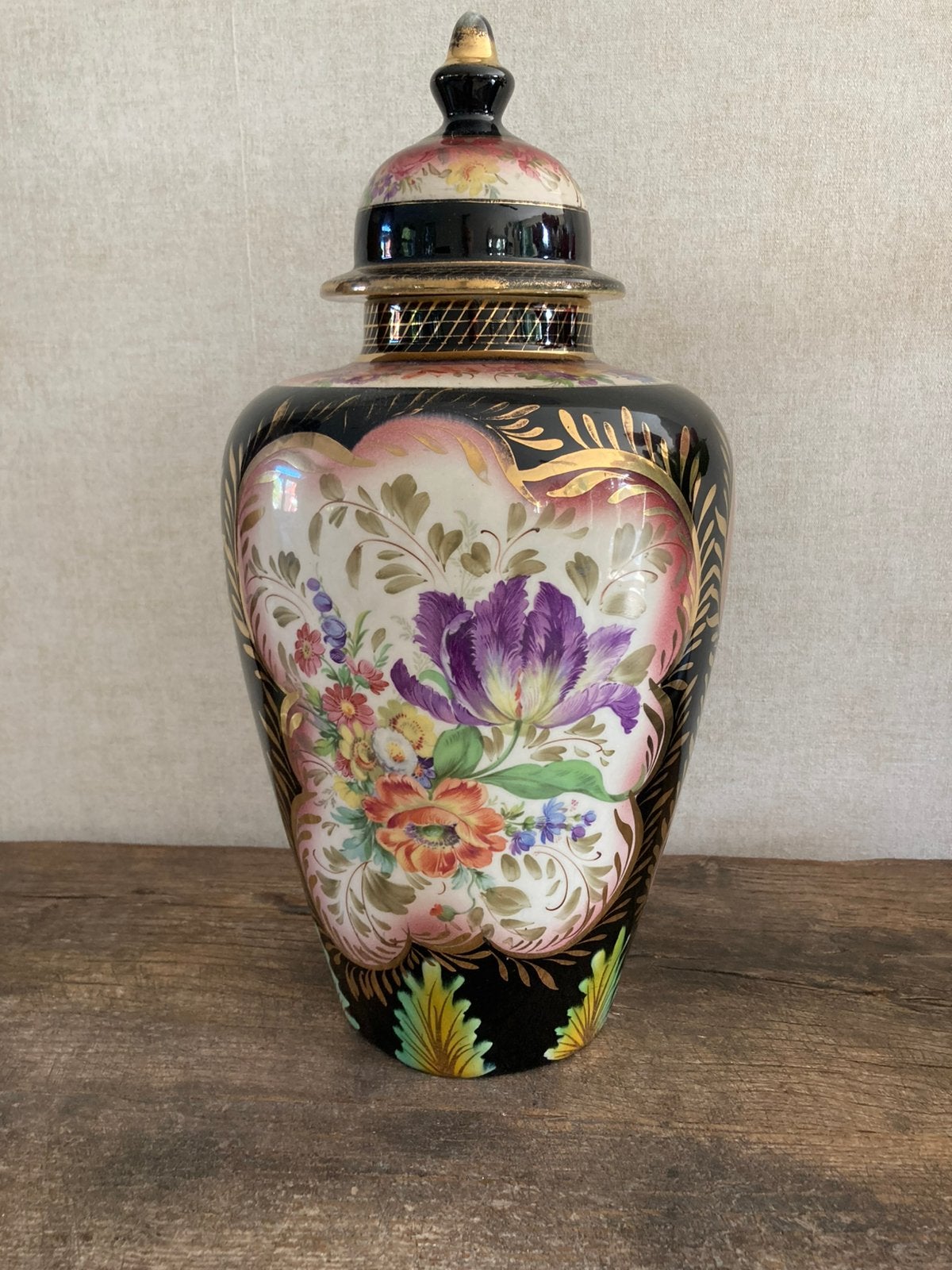 Prachtige vintage dekselvaas / gemberpot H. Bequet Quaregnon, Antiek en Kunst, Antiek | Vazen, Ophalen of Verzenden