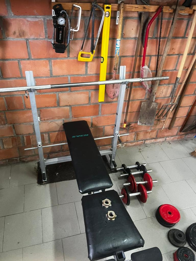 Bench press bank inclusief gewichten, Sport en Fitness, Fitnessmaterialen, Ophalen