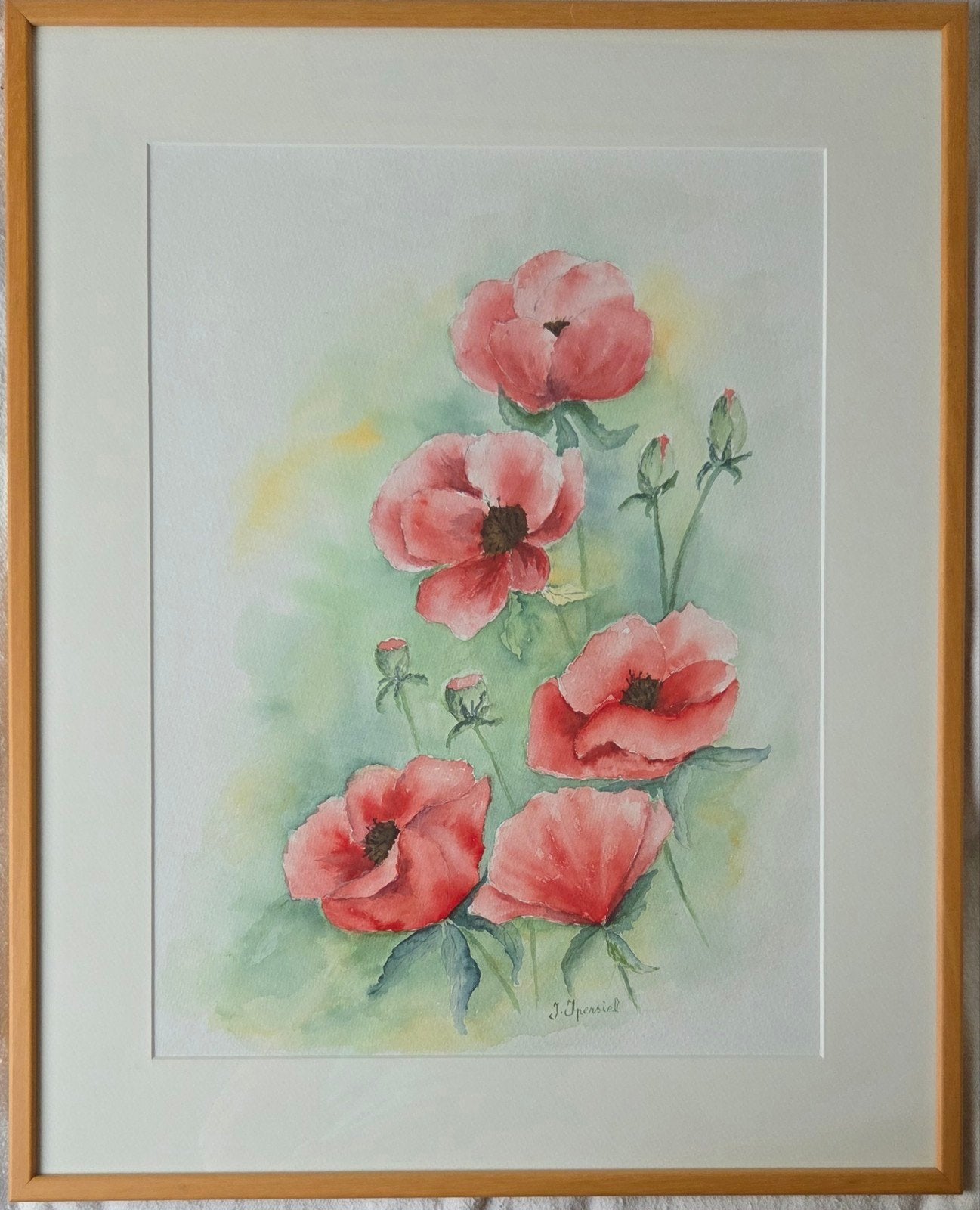 grande aquarelle originale coquelicots 50x61, Enlèvement, Aquarelle