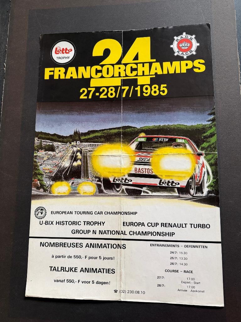poster 24 uren Francorchamps 1985, Verzamelen, Ophalen of Verzenden, Auto's