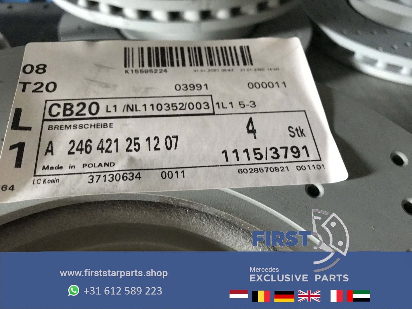 Mercedes A246421251207 REMSCHIJVEN REMSCHIJF SET W176 W246 W, Auto-onderdelen, -, Nieuw, Ophalen of Verzenden, -