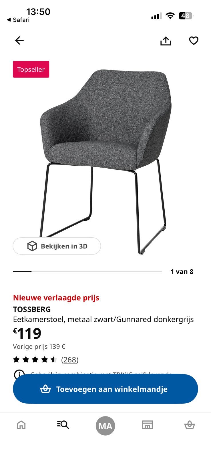 TOSSBERG & MÖRBYLÅNGA, Huis en Inrichting, Stoelen, Ophalen, Nieuw, Vier