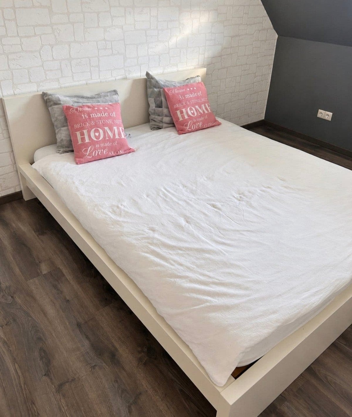 Lit IKEA Malm blanc 160, 210 cm, Enlèvement, Utilisé, Deux personnes