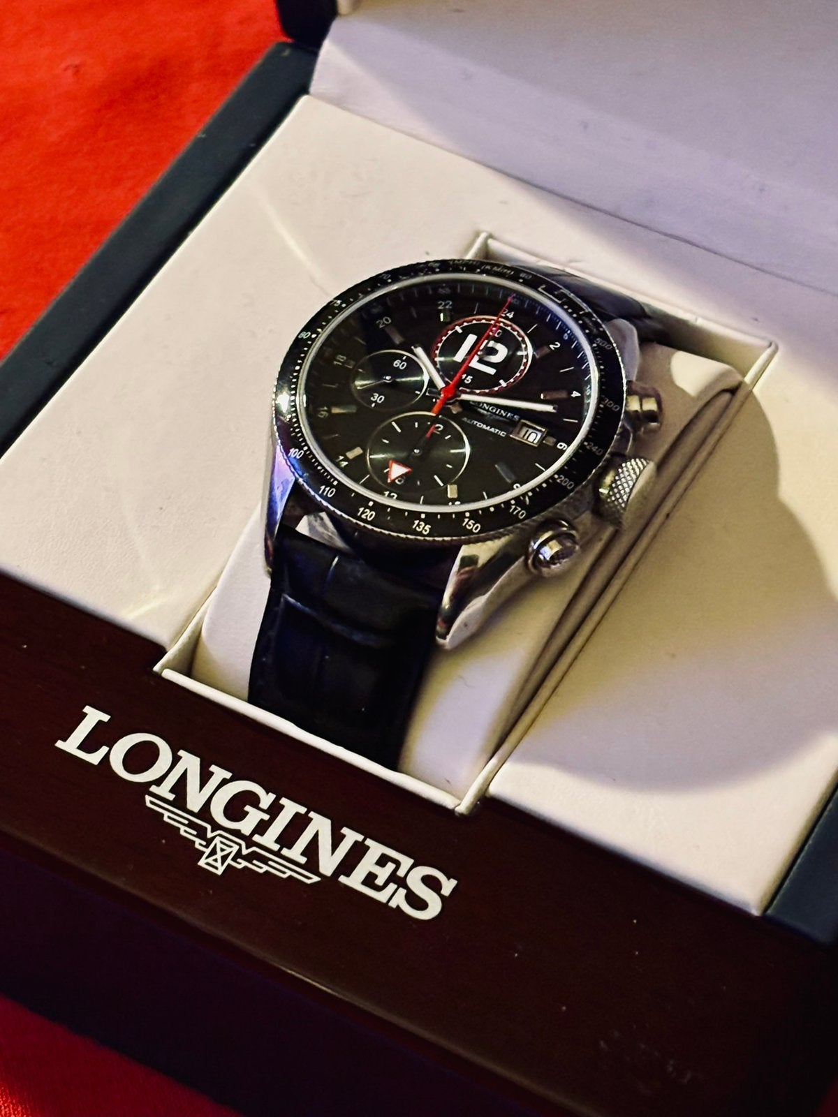 LONGINES Montre Automatique - Grande Vitesse GMT Full Set, Enlèvement ou Envoi, Comme neuf, Acier, Cuir