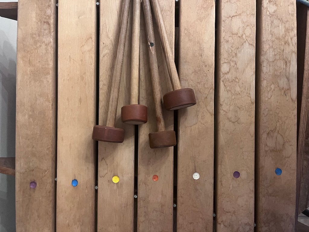 Houten xylofoon voor muzikale opvoeding + 4 stokken, Muziek en Instrumenten, Ophalen, Gebruikt, Melodische percussie