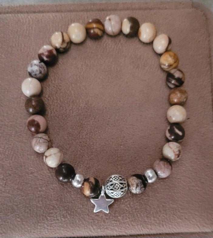 Bracelet en perles jaspes australiennes, Bijoux, Sacs & Beauté, Bracelets, Avec bracelets à breloques ou perles, Brun, Enlèvement