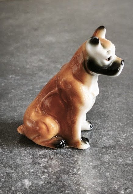 figurine vintage en porcelaine, chien (boxeur), Enlèvement ou Envoi, Animal