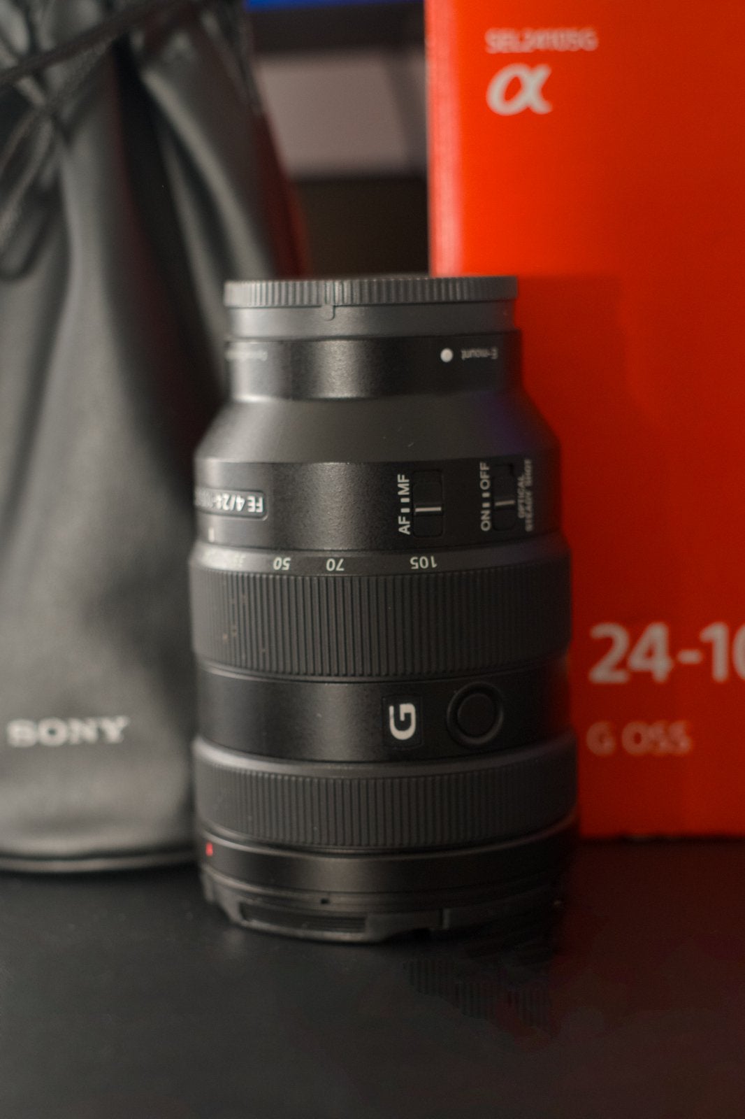 Objectif Sony 24-105 mm F4 G OSs, Monture Sony E, 105 mm, Utilisé, Housse/sac de protection