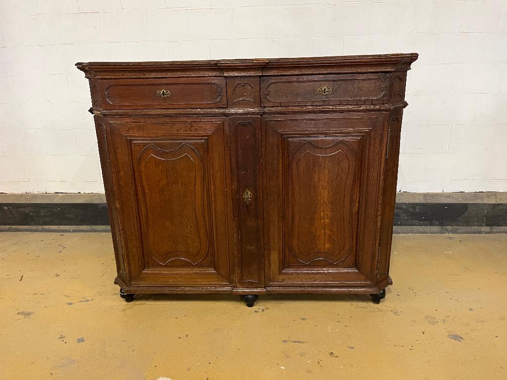 Buffet ancien en chêne massif – XIXe – 152 cm – démontable, Enlèvement