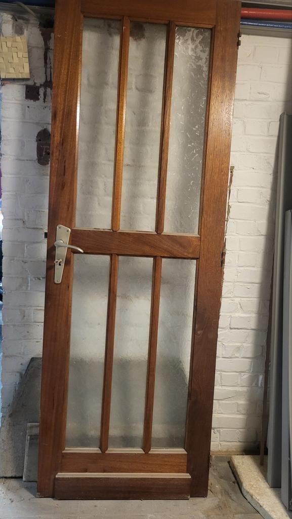 Massieve binnendeuren  deuren met glas  rode houtsoort, Ophalen, Gebruikt, Minder dan 80 cm, Binnendeur