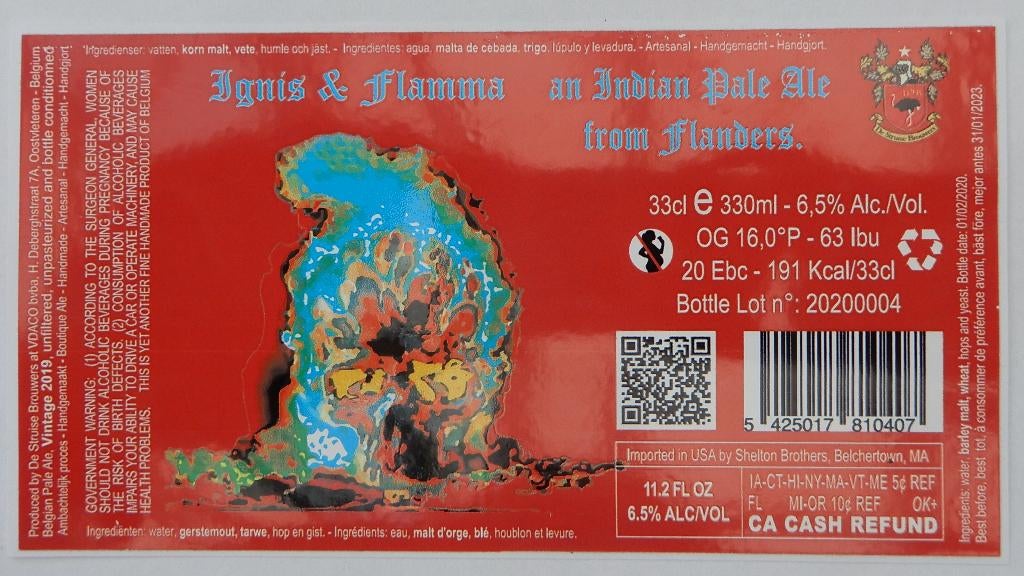 Bieretiket Ignis & Flamma Brouw. De Struise Brouwers (12q0), Verzenden, Gebruikt