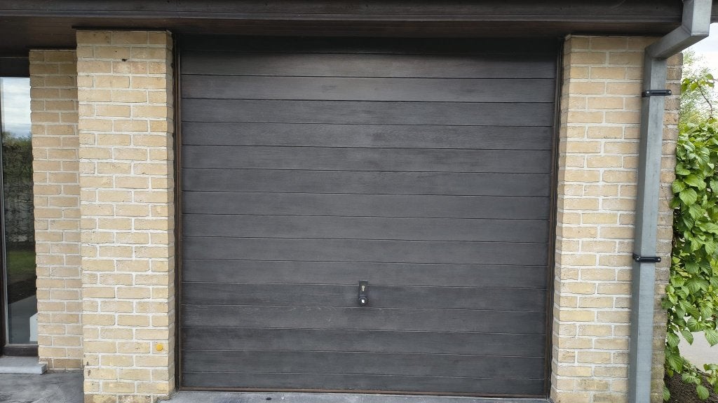 manuele kantelpoort in Afzelia, Doe-het-zelf en Bouw, Ophalen, Gebruikt, 120 cm of meer, Garagedeur