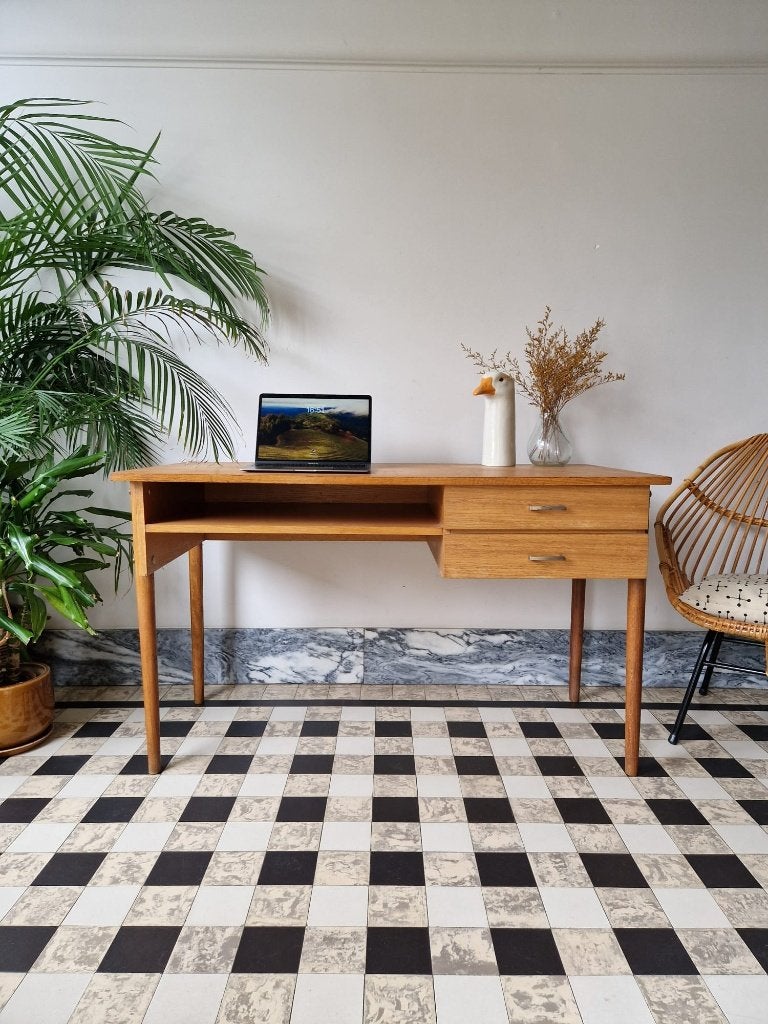 Vintage midcentury Deense bureau | thuiswerkplek | retro, Maison & Meubles, Vintage, Enlèvement, Utilisé, Avec tiroirs