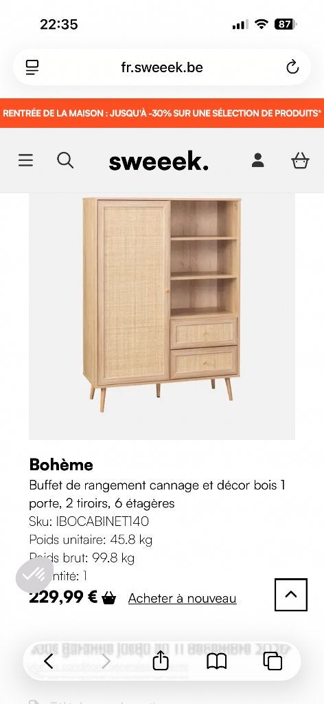 Buffet en bois, Avec tiroir(s), Comme neuf, Enlèvement, 50 à 100 cm