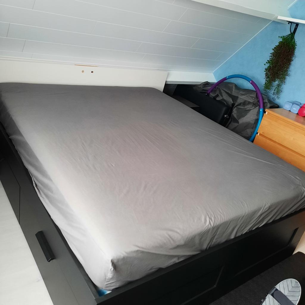 2 Persoonsbed Ikea Brimnes 160 breed, Huis en Inrichting, Slaapkamer | Bedden, Ophalen, Bruin