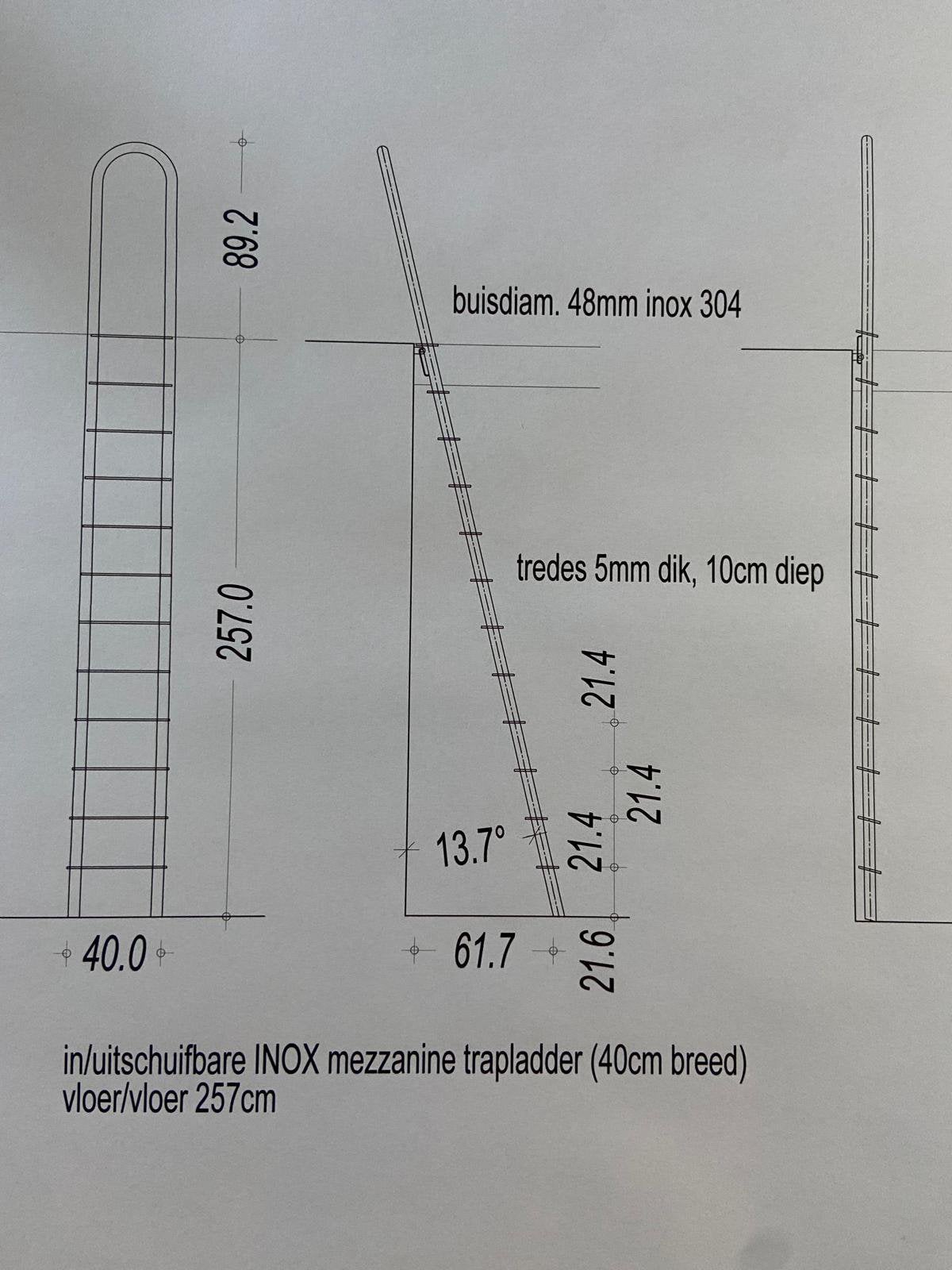 Escalier de mezzanine/mansarde en INOX - Fabriqué sur mesure, Enlèvement, Comme neuf, Escalier